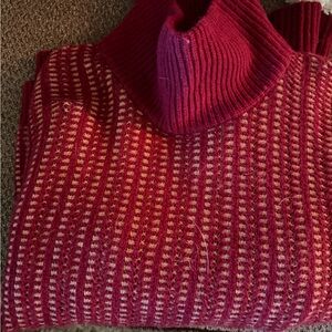 Cooperative Burgundy and Pink Knit Turtleneck